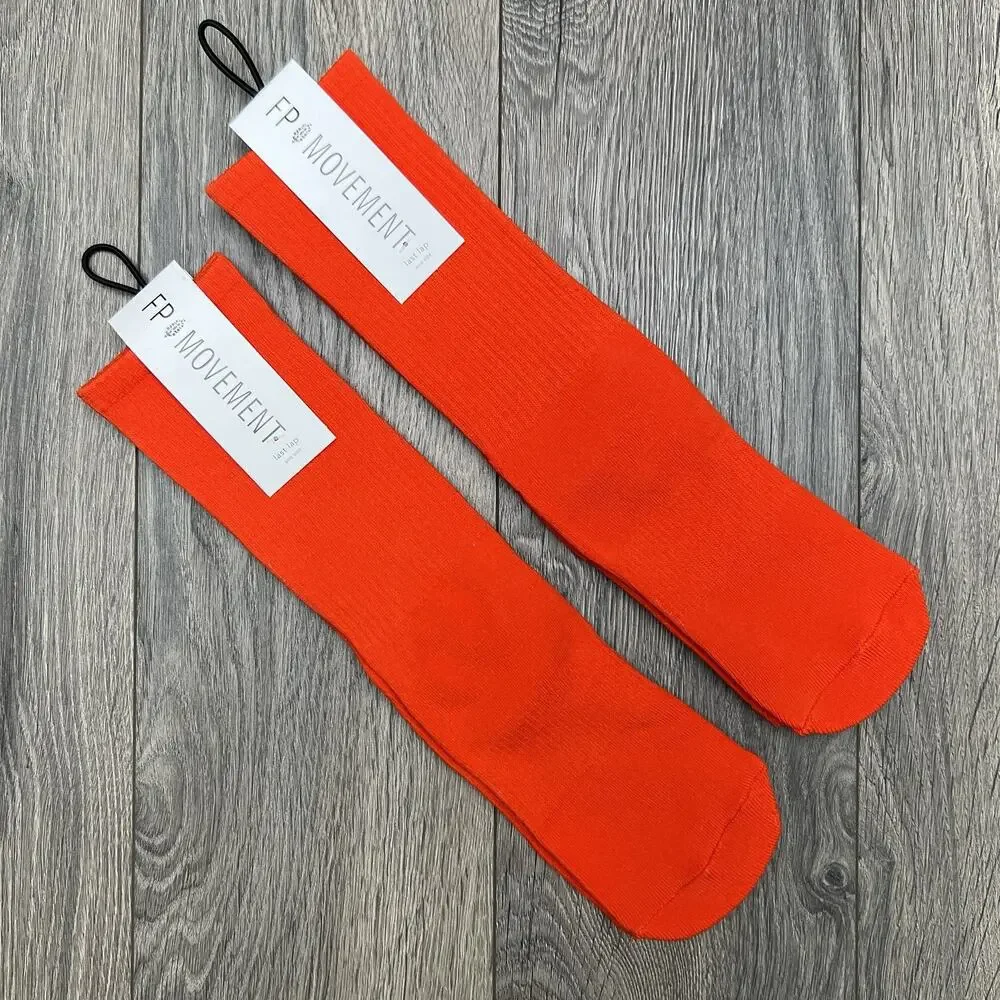 3 Pack Free People FP Movement Last Lap Tube Socks Lucky Honey Orange One Size